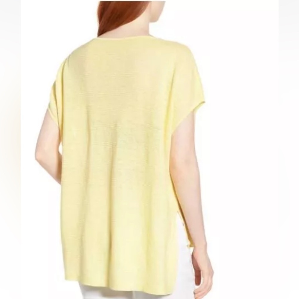 EILEEN FISHER Yarow Linen Jersey Bateau Neck Top. Size Medium